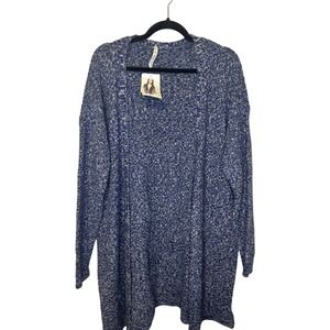 Leo Nicole Women's Blue Marl Knit Long Cardigan Sweater XXL Style 564691C